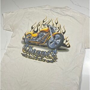 Chopper Culture Shirt Mens White Vintage 2003 Flame Biker Graphic Tee